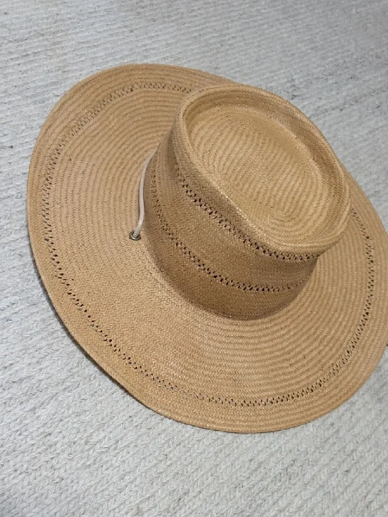 Straw Wide-Brim Boater Hat in Natural - Picture 7 of 8